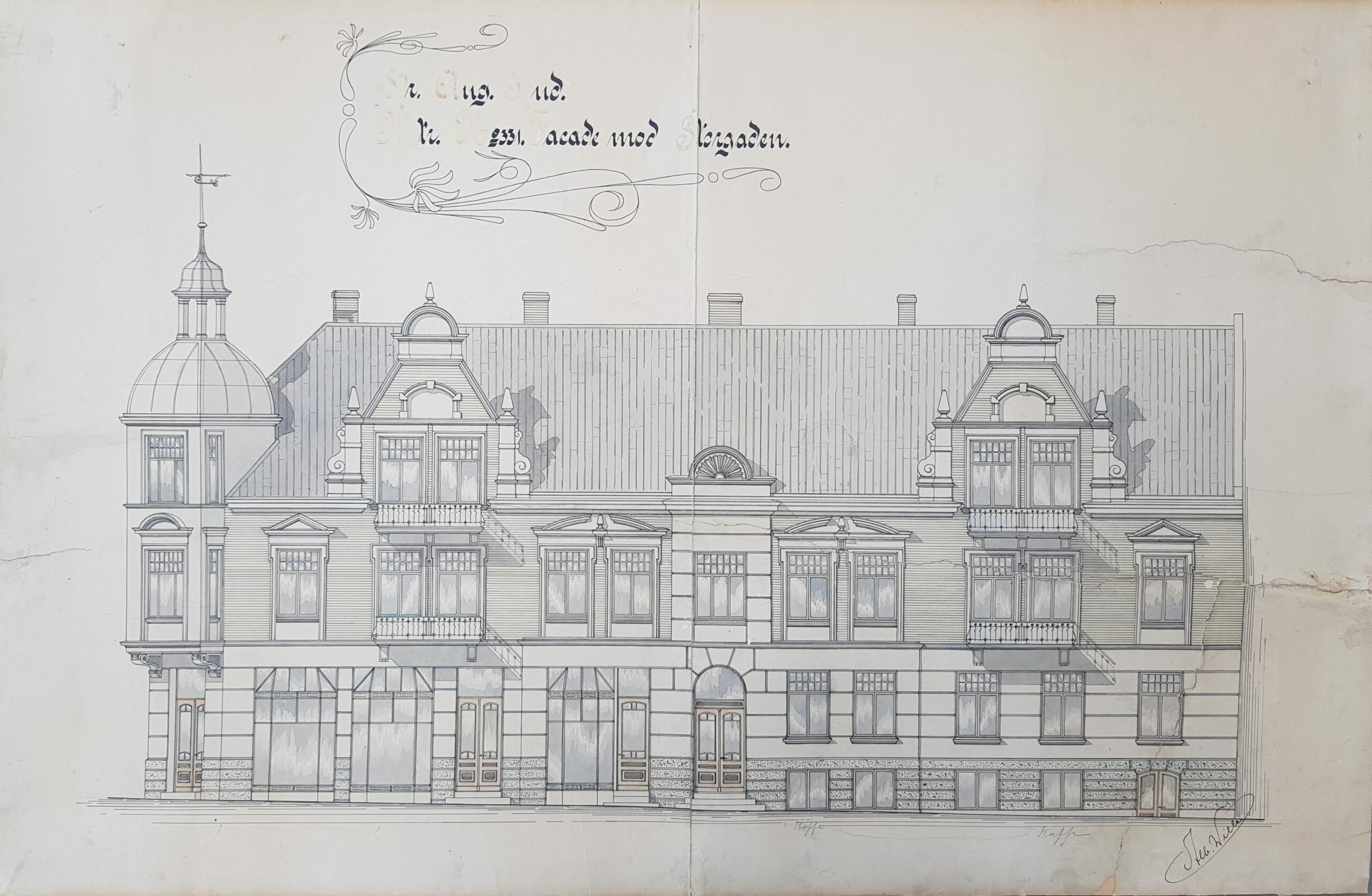 Albert Wille_Original fasadetegning, beskåret adj